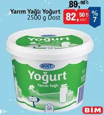 DOST YARIM YAĞLI YOĞURT 2500 G DOST YARIM YAĞLI YOĞURT 2500 G